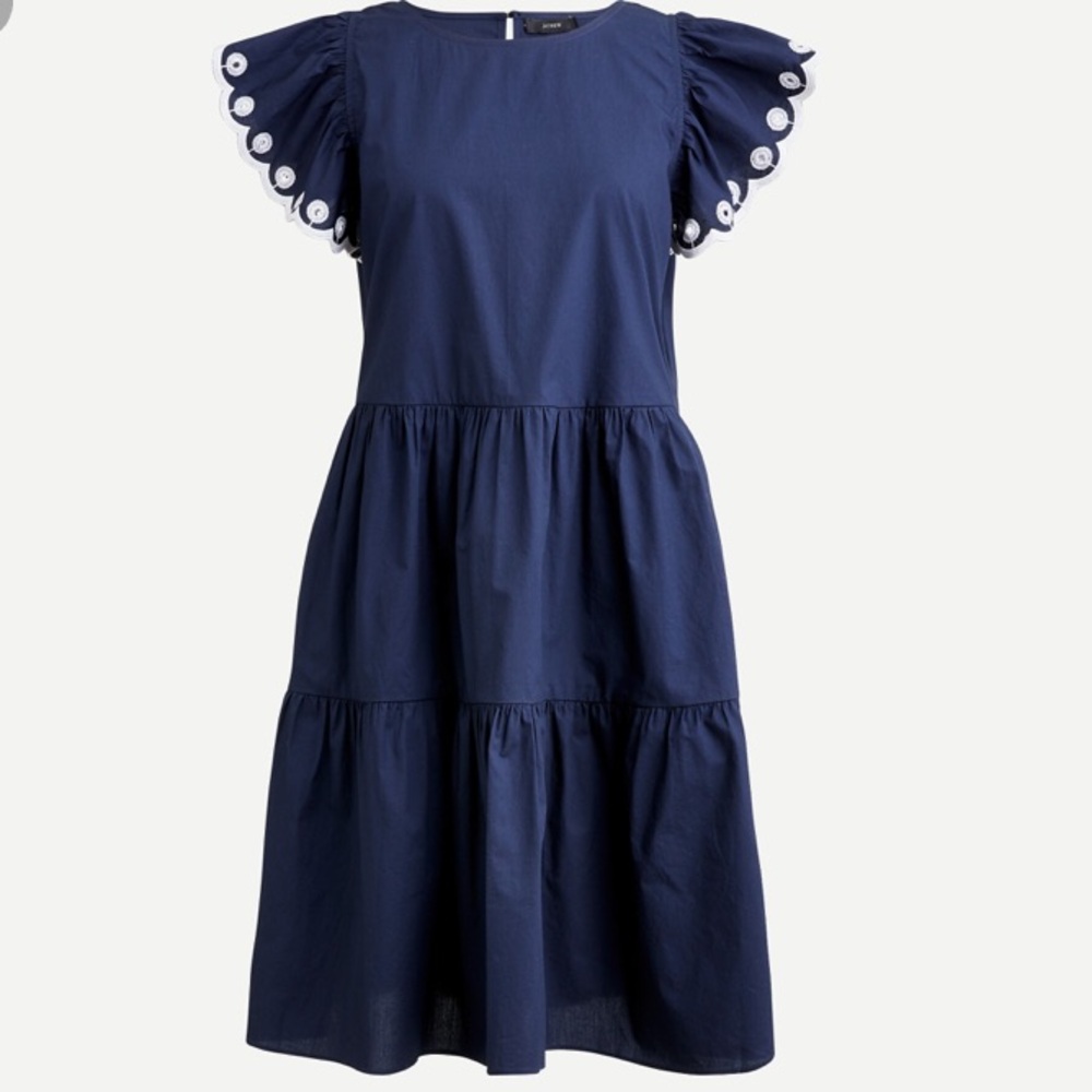J. Crew tiered embroidery ruffle sleeve dress size medium